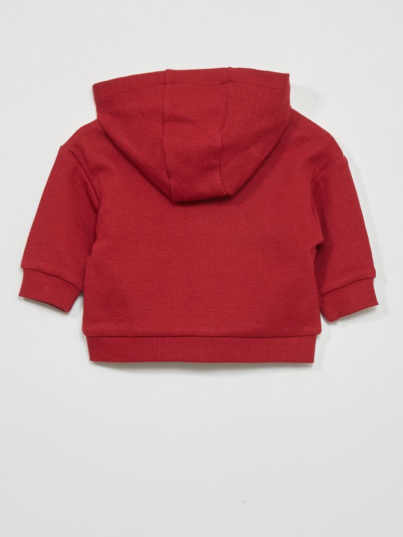 Sudadera de punto gofrado con capucha ROJO - Kiabi