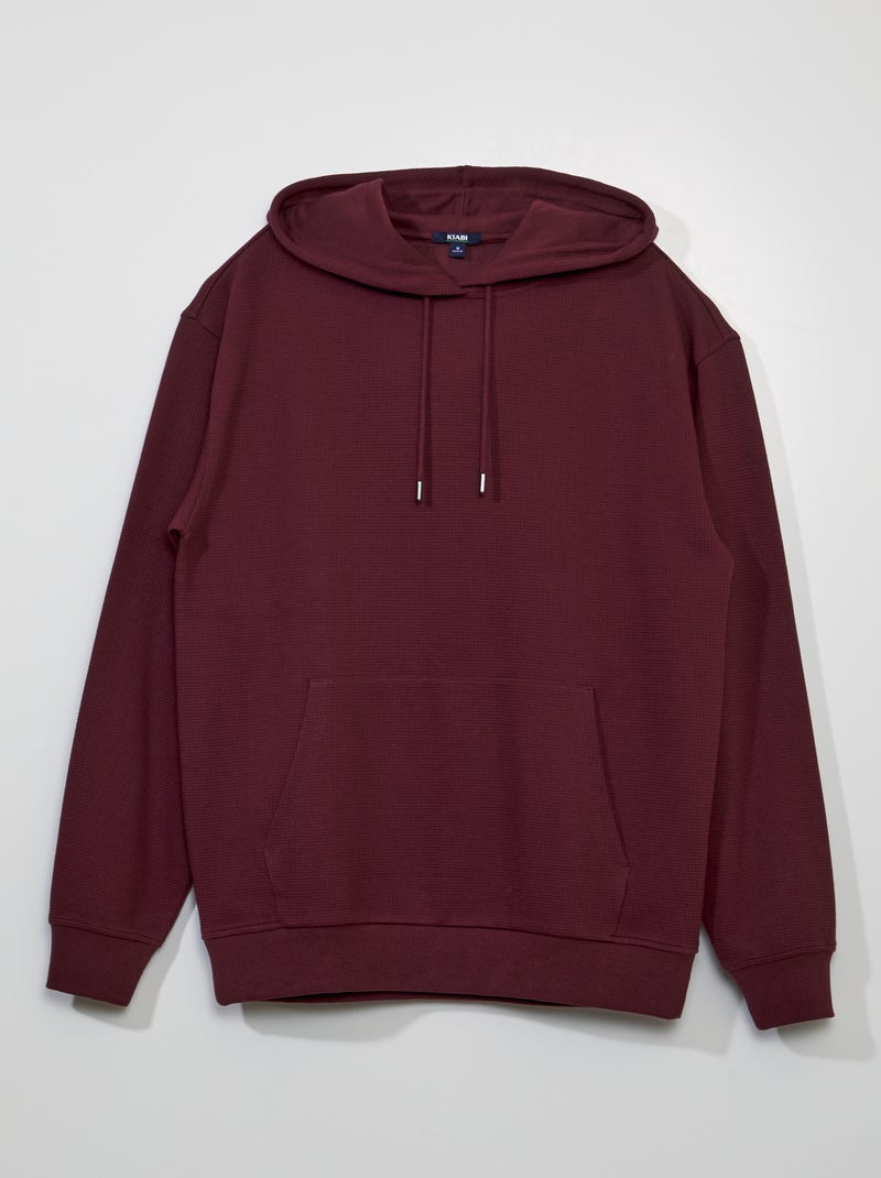 Sudadera de punto gofrado con capucha ROJO - Kiabi