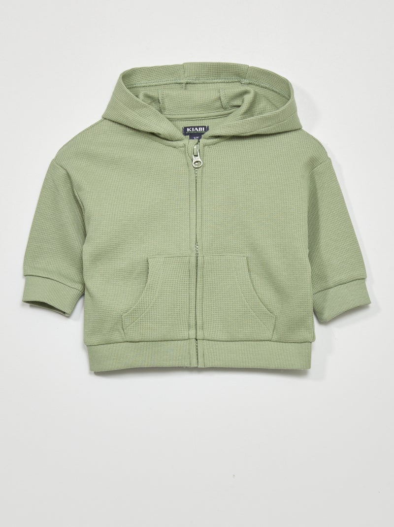 Sudadera de punto gofrado con capucha VERDE - Kiabi