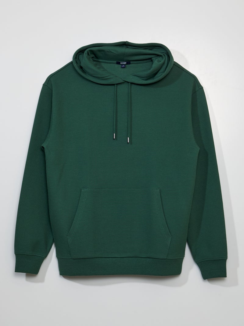 Sudadera de punto gofrado con capucha Verde - Kiabi