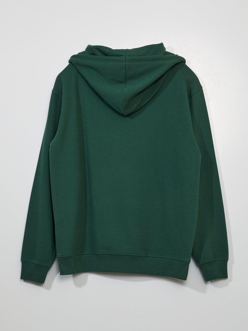 Sudadera de punto gofrado con capucha Verde - Kiabi