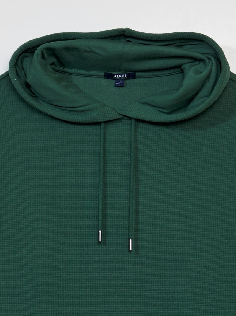 Sudadera de punto gofrado con capucha Verde - Kiabi