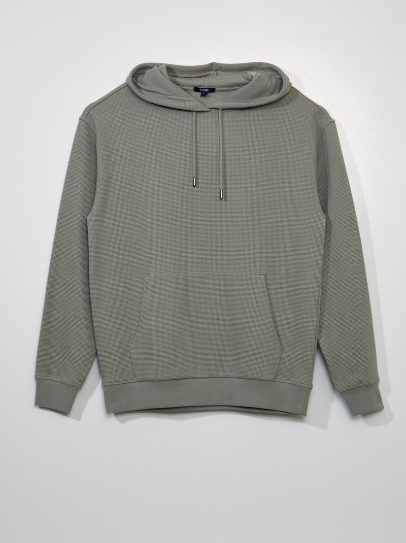 Sudadera de punto gofrado con capucha VERDE - Kiabi