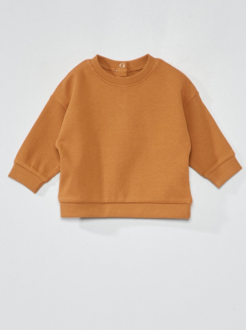Sudadera de punto gofrado MARRON - Kiabi