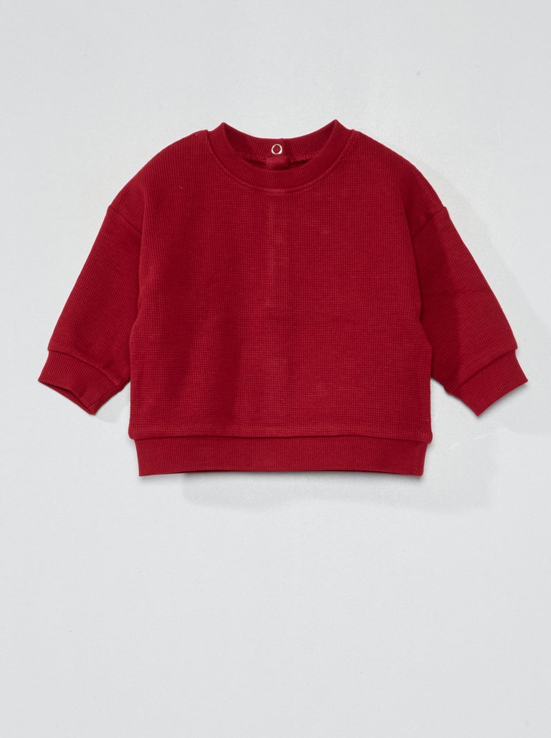 Sudadera de punto gofrado ROJO - Kiabi