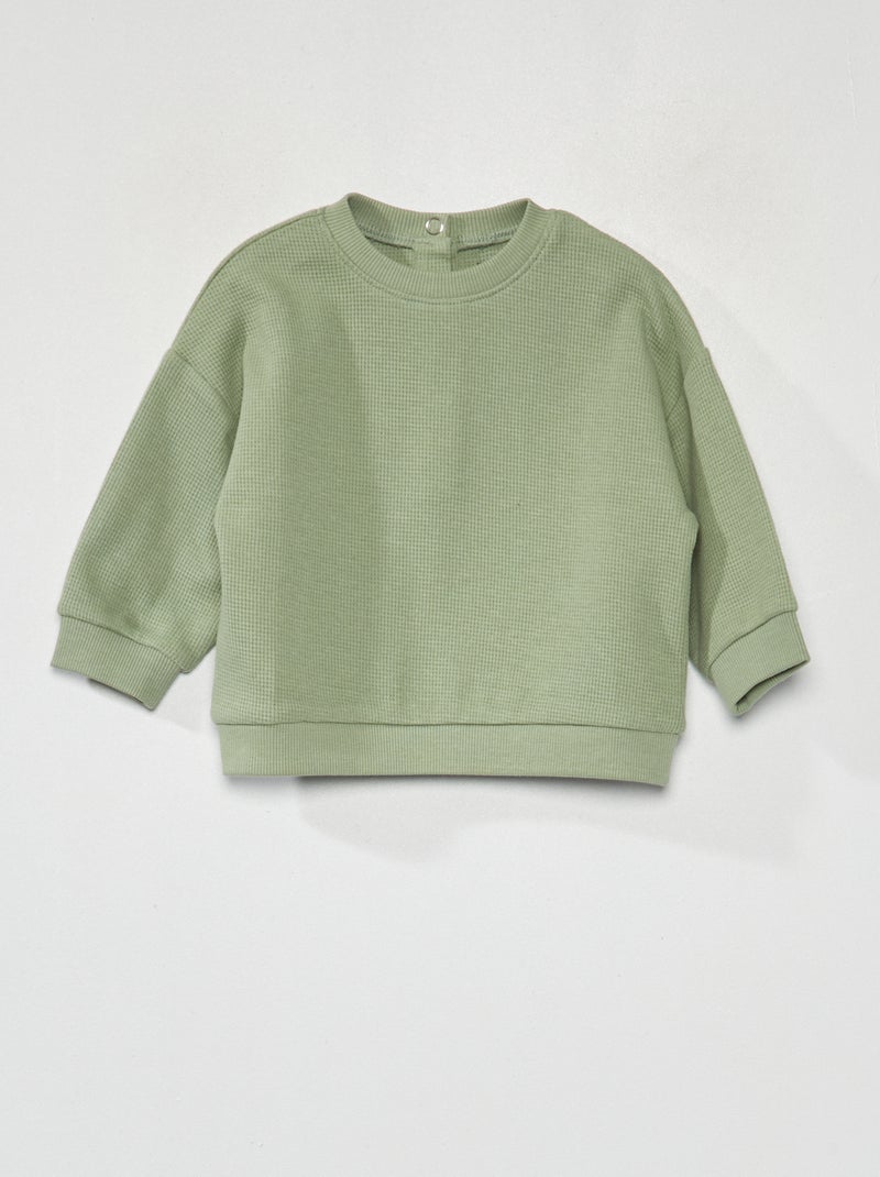Sudadera de punto gofrado VERDE - Kiabi
