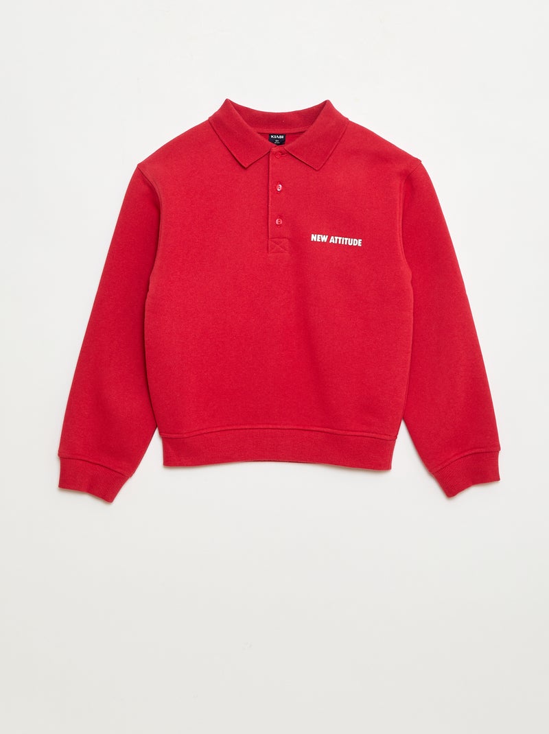 Sudadera de rayas con cuello de polo Rojo - Kiabi