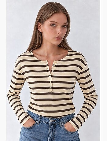 Sudadera de rayas con cuello y botones hiccup