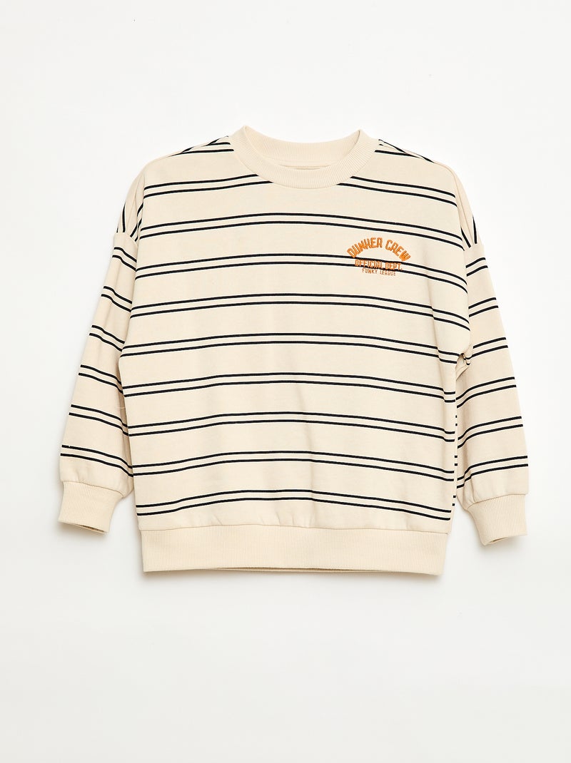 Sudadera de rayas cuello redondo Blanco - Kiabi