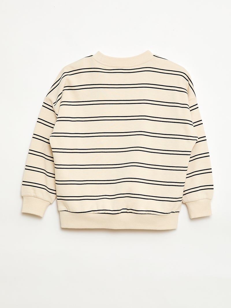 Sudadera de rayas cuello redondo Blanco - Kiabi