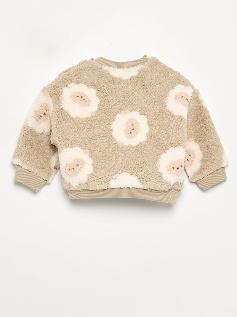 Sudadera de tejido efecto borrego Beige - Kiabi
