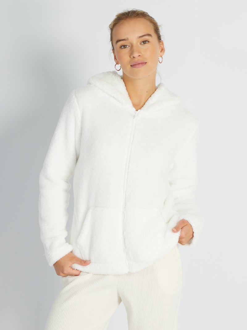 Sudadera de tejido polar Blanco - Kiabi