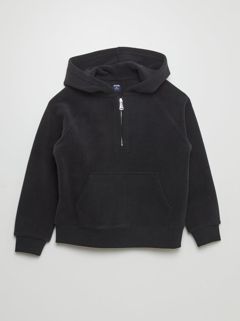 Sudadera de tejido polar con capucha NEGRO - Kiabi