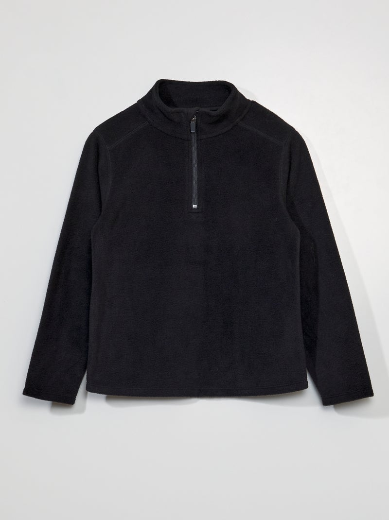 Sudadera de tejido polar con cremallera negro - Kiabi