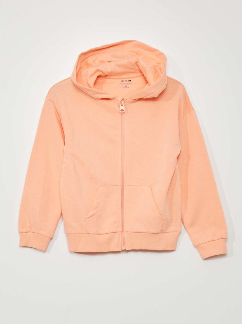 Sudadera de tela de chándal con cremallera NARANJA - Kiabi