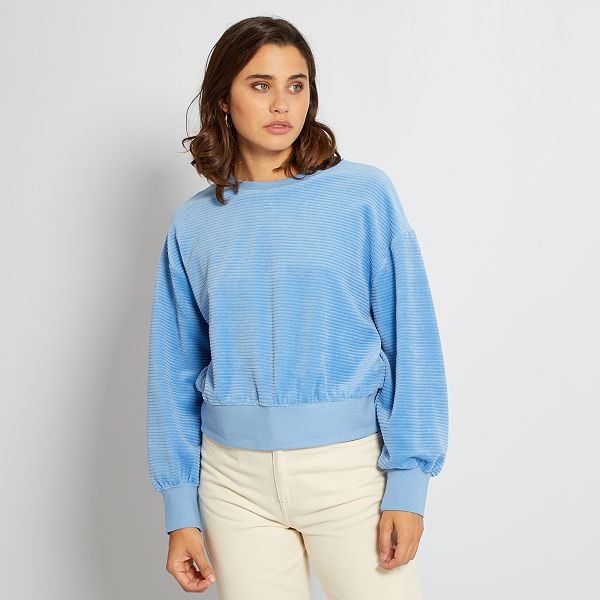 Sudadera de terciopelo Mujer talla 34 a 48 - AZUL - Kiabi - 18,00€
