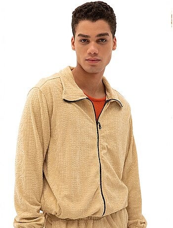 Sudadera de terciopelo con cremallera frontal para hombre giesto