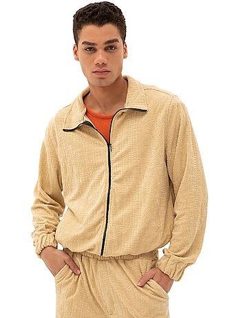 Sudadera de terciopelo con cremallera frontal para hombre giesto