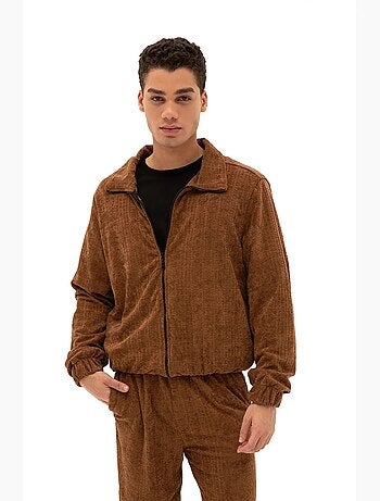 Sudadera de terciopelo con cremallera frontal para hombre giesto