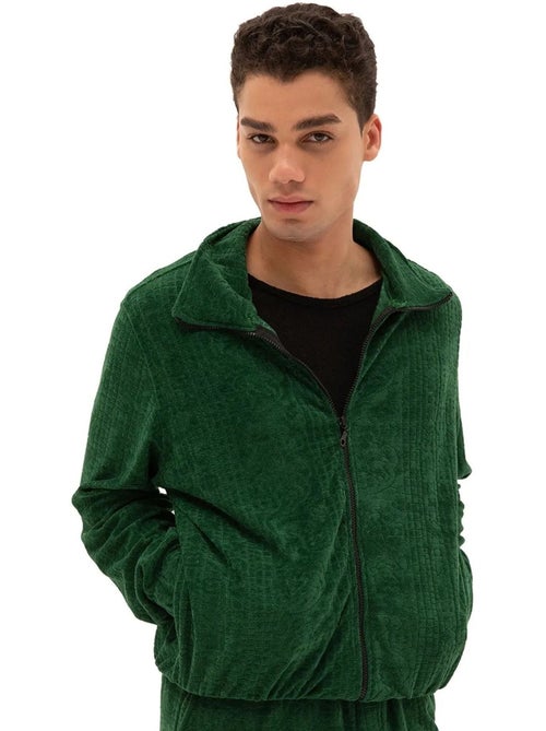 Sudadera de terciopelo con cremallera frontal para hombre giesto - Kiabi Sudadera de terciopelo con cremallera frontal para hombre giesto - Kiabi