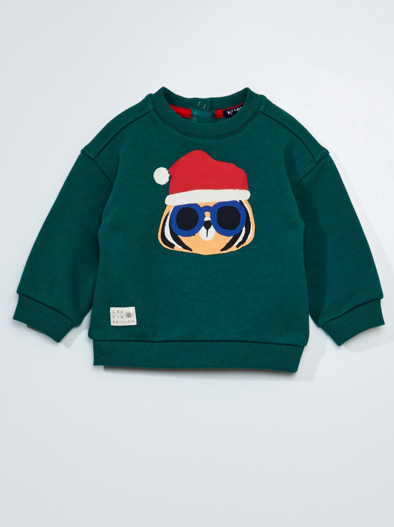 Sudadera de terciopelo con estampado VERDE - Kiabi