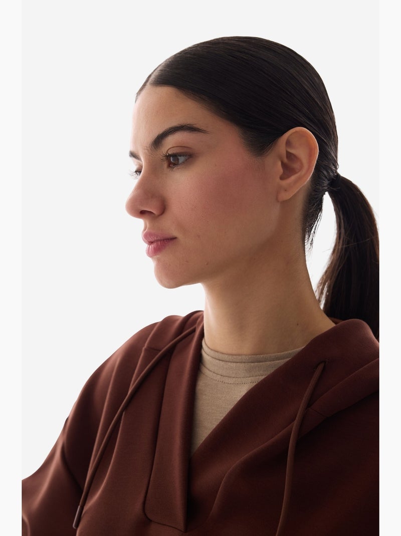 Sudadera de textura sedosa, cuello en v y manga larga penti Marrón - Kiabi