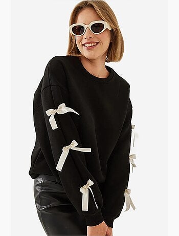 Sudadera de tres hilos cepillados con mangas con lazo lucci