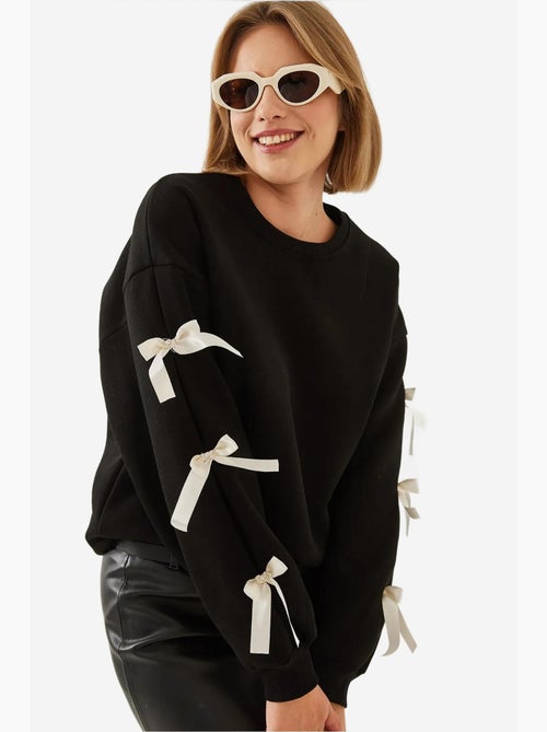 Sudadera de tres hilos cepillados con mangas con lazo lucci - Kiabi