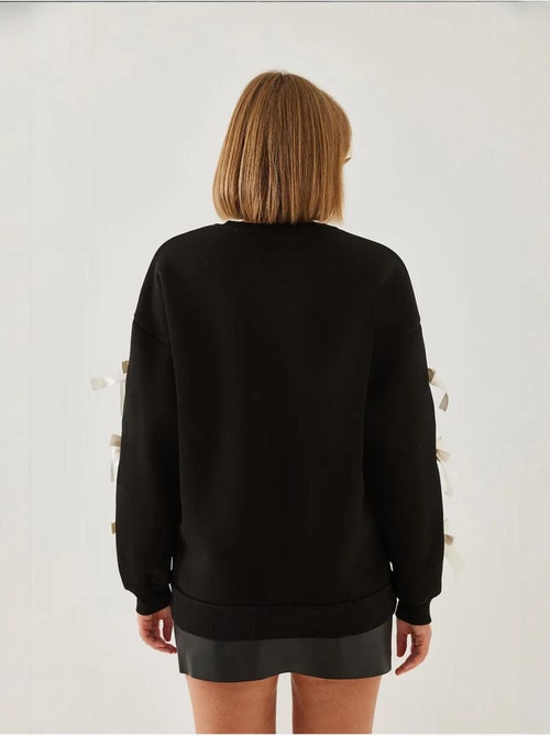 Sudadera de tres hilos cepillados con mangas con lazo lucci - Kiabi
