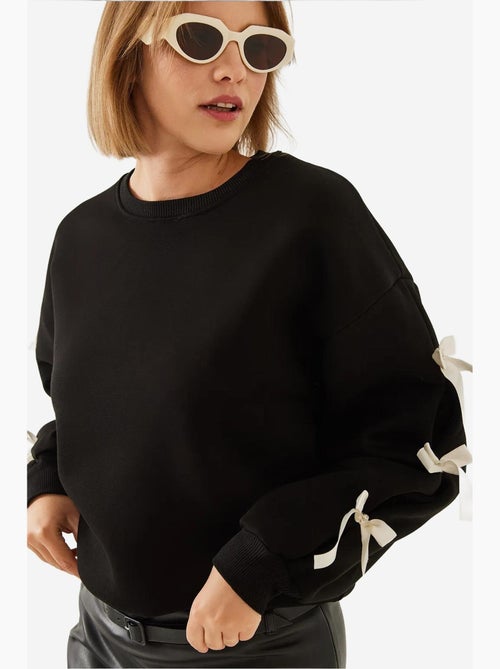 Sudadera de tres hilos cepillados con mangas con lazo lucci - Kiabi