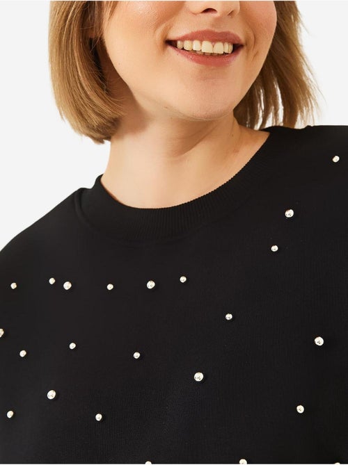 Sudadera de triple hilo cepillado con tachuelas de perlas y cuello redondo lucci - Kiabi