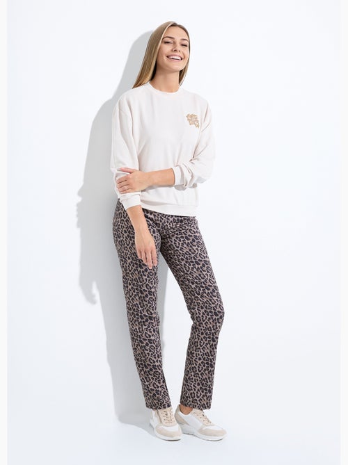 Sudadera de volumen cuadrado de polar bordado con detalle brillante - Afibel - Kiabi