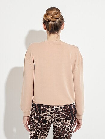 Sudadera de volumen cuadrado de polar bordado con detalle brillante - Afibel