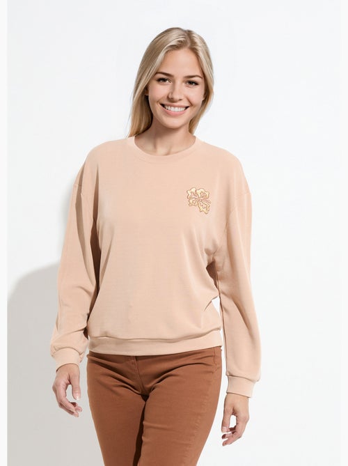 Sudadera de volumen cuadrado de polar bordado con detalle brillante - Afibel - Kiabi