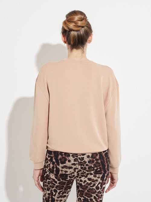 Sudadera de volumen cuadrado de polar bordado con detalle brillante - Afibel - Kiabi