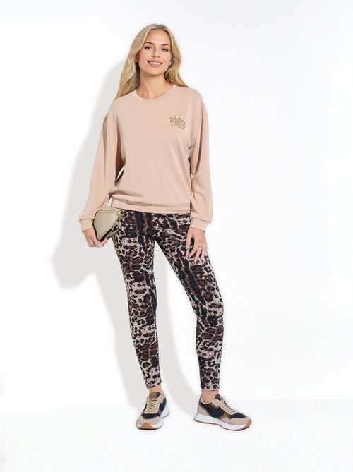 Sudadera de volumen cuadrado de polar bordado con detalle brillante - Afibel - Kiabi