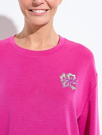 Sudadera de volumen cuadrado de polar bordado con detalle brillante - Afibel