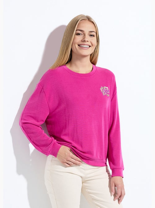 Sudadera de volumen cuadrado de polar bordado con detalle brillante - Afibel - Kiabi