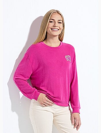 Sudadera de volumen cuadrado de polar bordado con detalle brillante