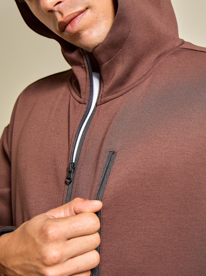 Sudadera deportiva con cremallera (ekstract) Marron - Kiabi