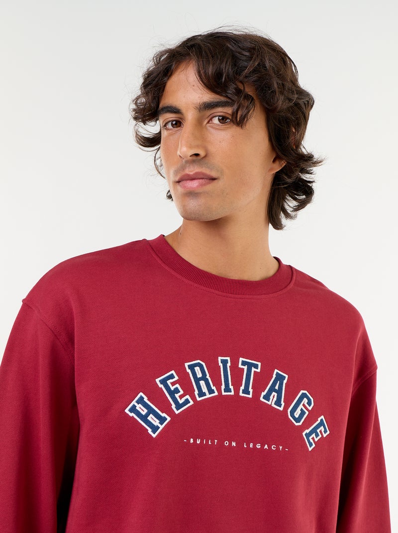 Sudadera deportiva con inscripciones bordadas Rojo - Kiabi