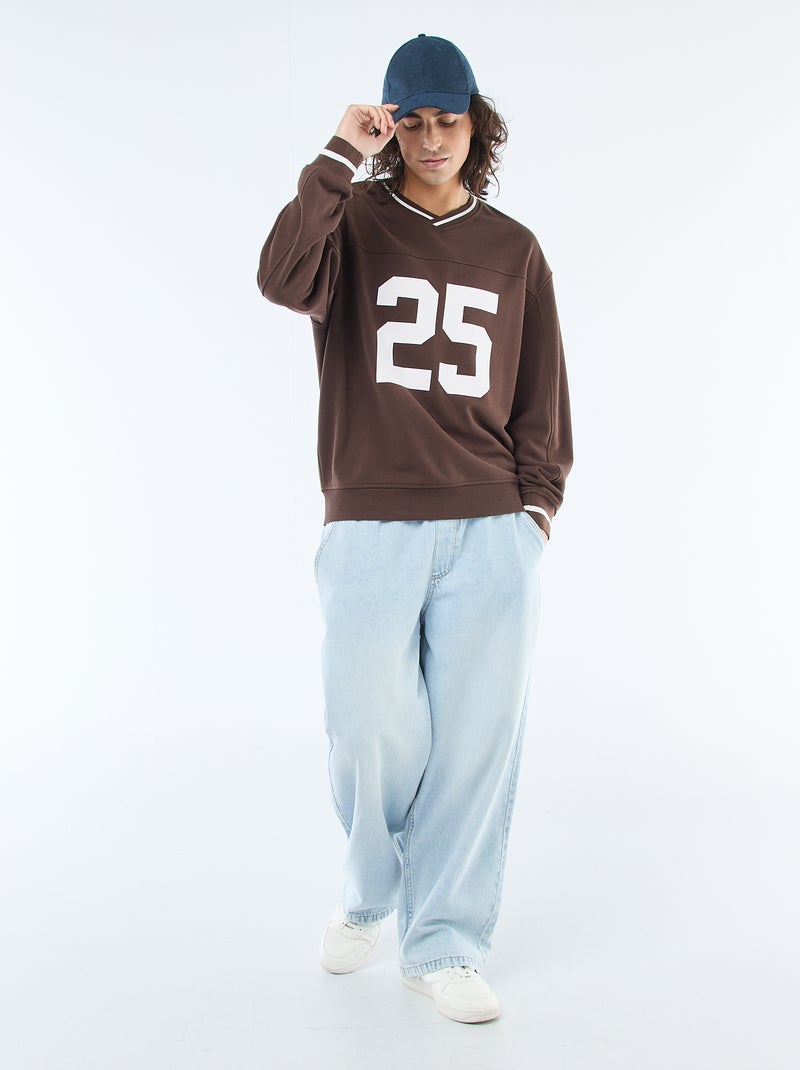 Sudadera deportiva en tejido felpa Marron - Kiabi