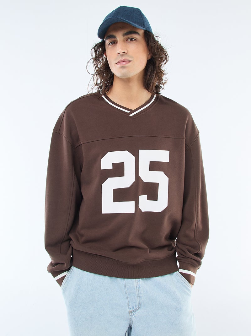 Sudadera deportiva en tejido felpa Marron - Kiabi