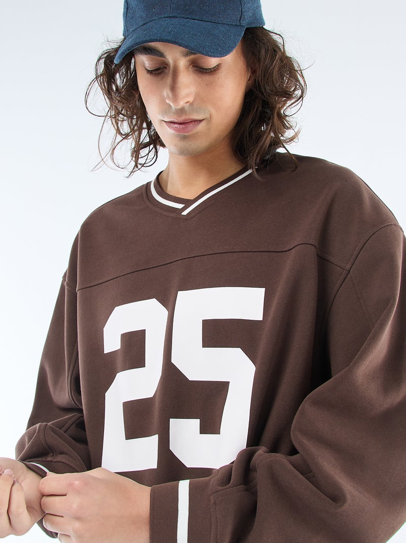 Sudadera deportiva en tejido felpa Marron - Kiabi