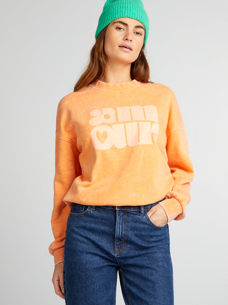 Sudadera descolorida NARANJA - Kiabi