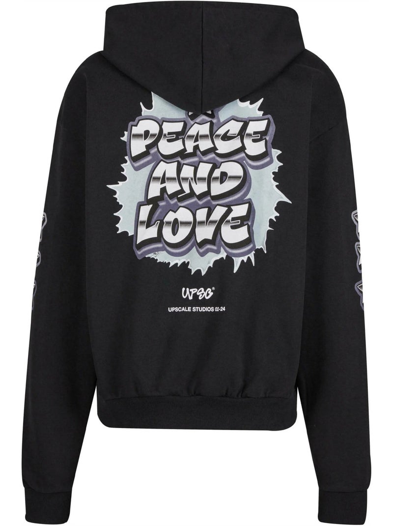 Sudadera diseño paz y amor  de pesada para hombre - mister tee Negro - Kiabi