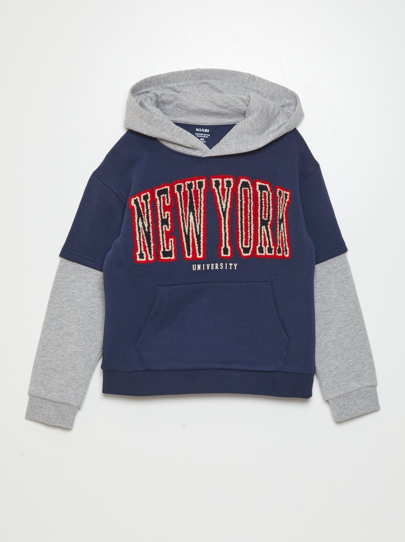 Sudadera doble manga con capucha AZUL - Kiabi