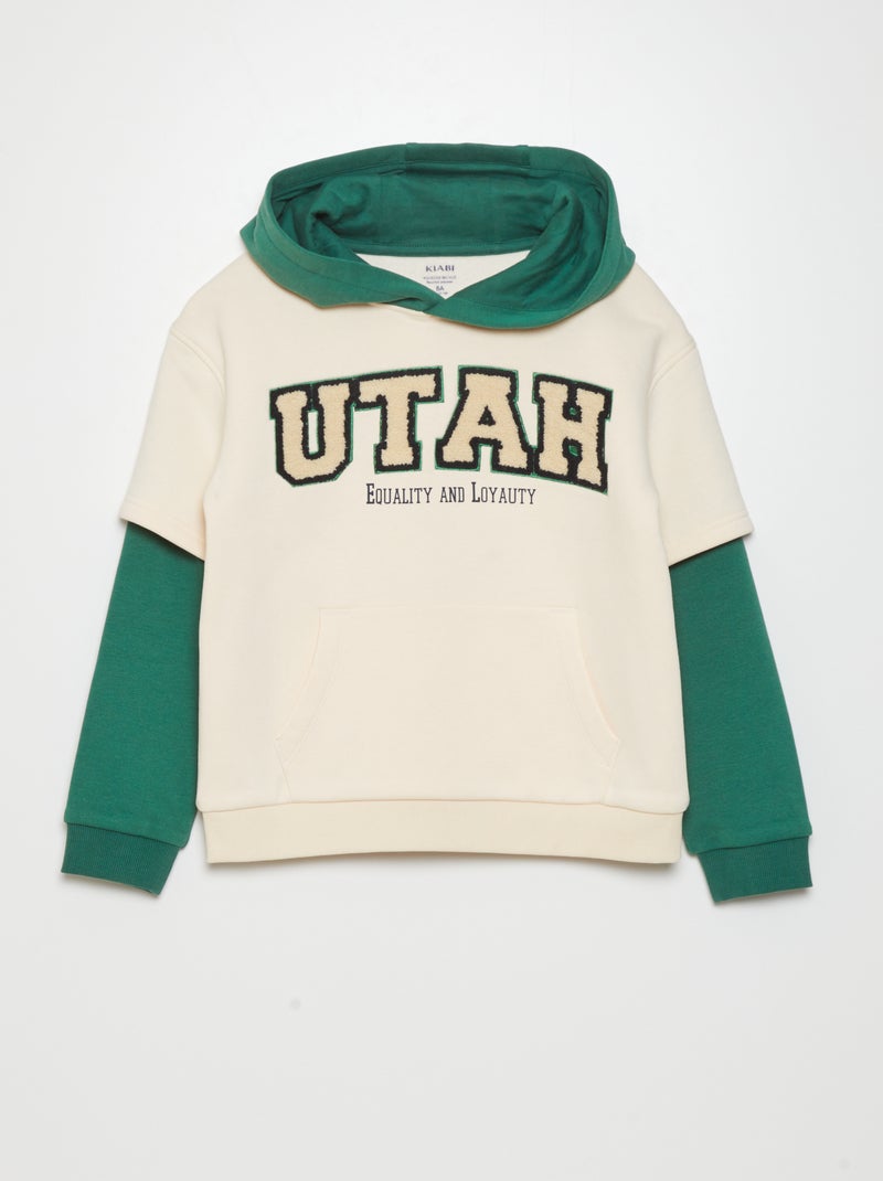 Sudadera doble manga con capucha BEIGE - Kiabi