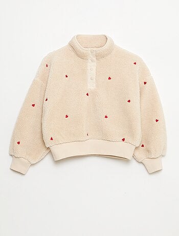 Sudadera efecto borreguito con bordado