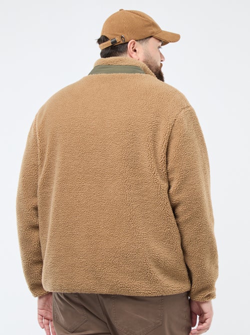 Sudadera efecto borreguito con cremallera bicolor - Kiabi
